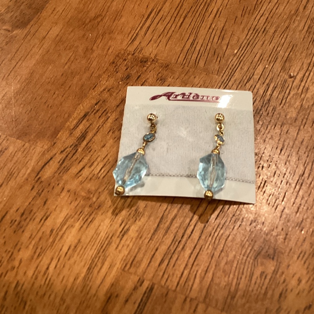 Ardene Gold and Light Blue Earrings Vintage